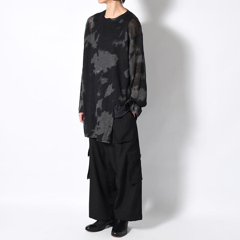 7G DYED JERSEY FRONT SLIT LONG SLEEVE -BLACK-