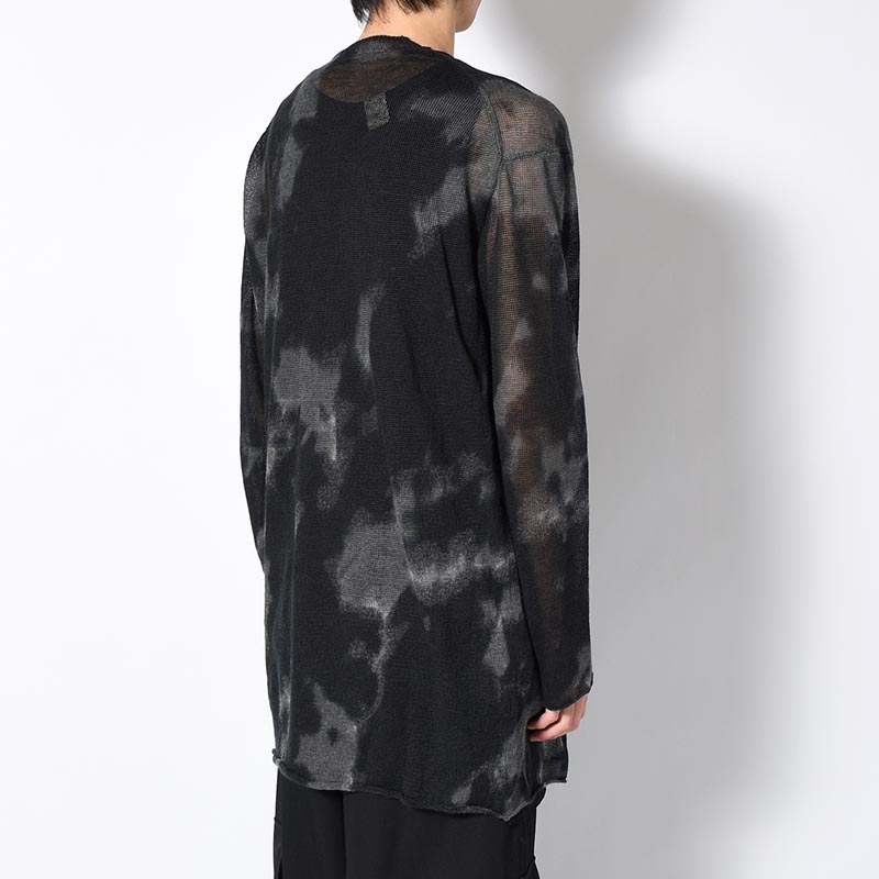 7G DYED JERSEY FRONT SLIT LONG SLEEVE -BLACK-