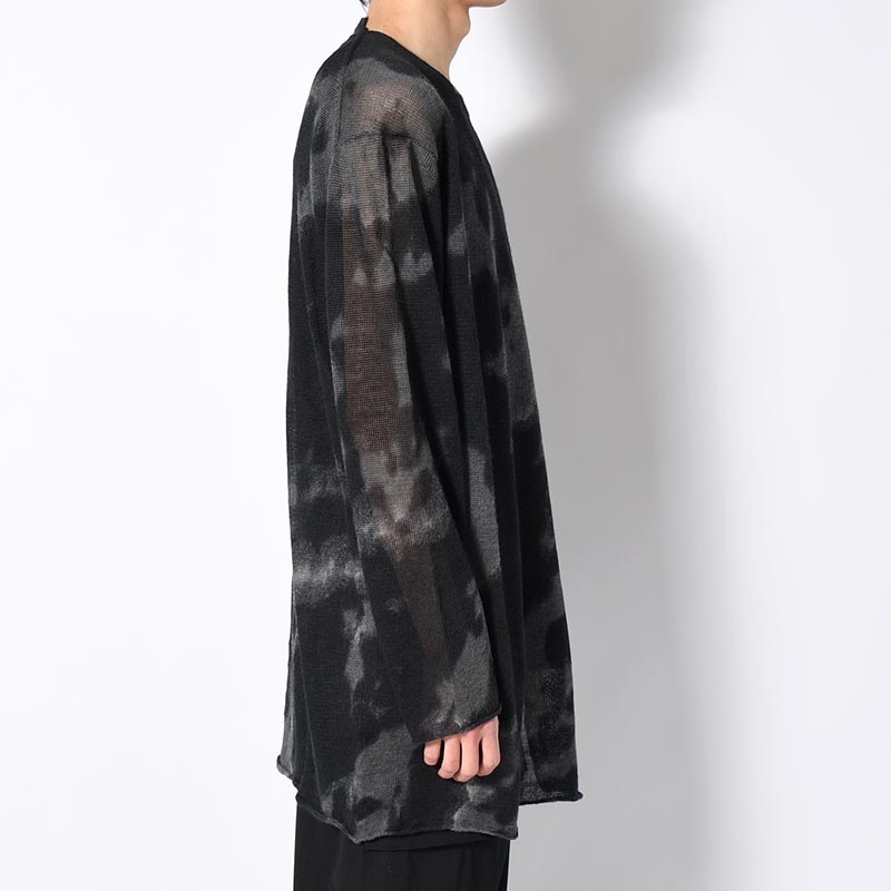 7G DYED JERSEY FRONT SLIT LONG SLEEVE -BLACK-