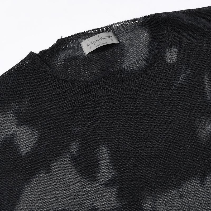 7G DYED JERSEY FRONT SLIT LONG SLEEVE -BLACK-