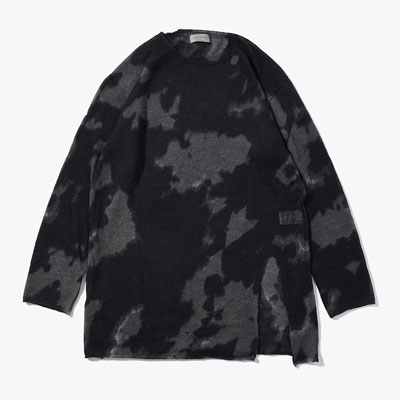 7G DYED JERSEY FRONT SLIT LONG SLEEVE -BLACK-