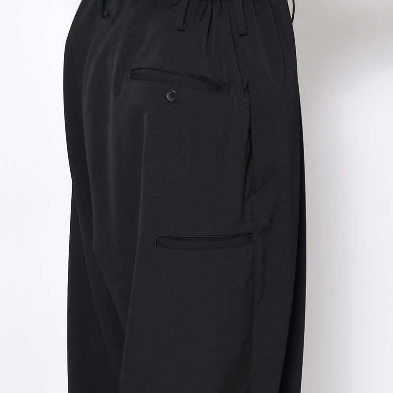 WOOL GABARDINE NEW STANDARD 2TUCKS STRING PANTS -BLACK-