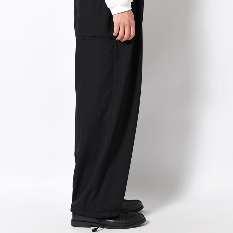 WOOL GABARDINE NEW STANDARD 2TUCKS STRING PANTS -BLACK-