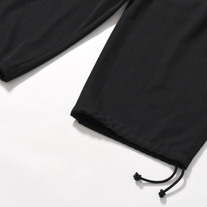 WOOL GABARDINE NEW STANDARD 2TUCKS STRING PANTS -BLACK-
