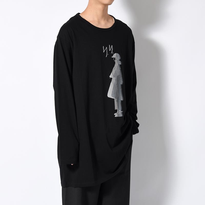 SINGLE JERSEY PRINT LONG SLEEVE B -BLACK-