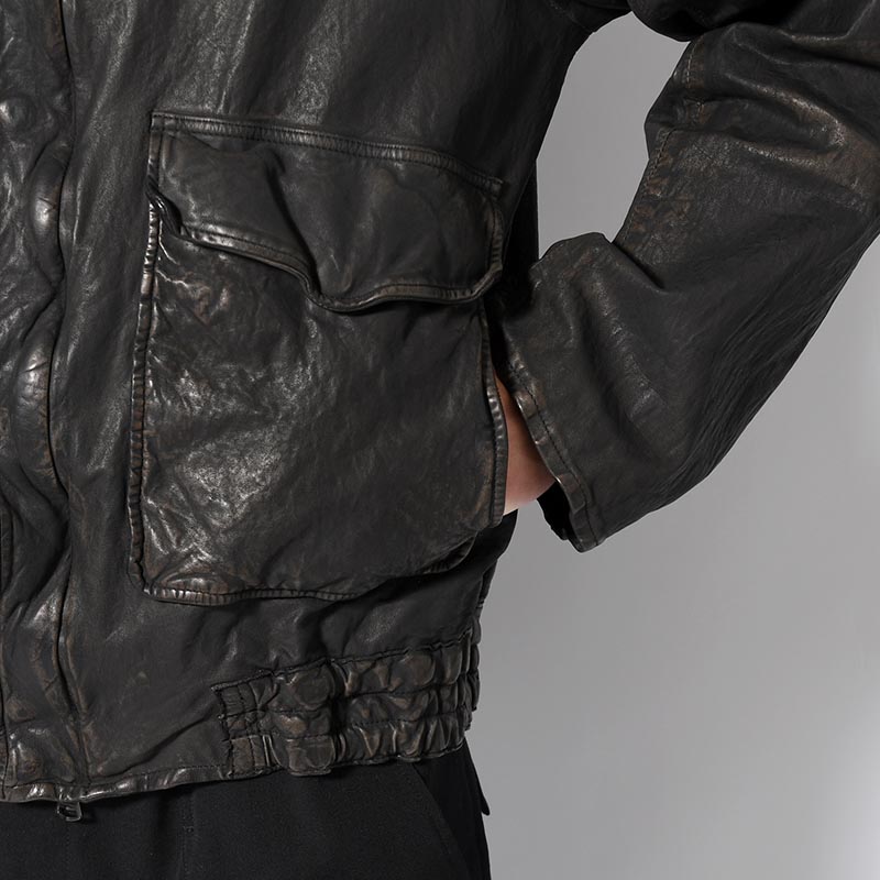 BACKLASH MIMOSA GARMENT DYED FLIGHT JACKET -BLACK-