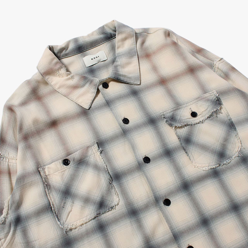 BLEACH CHECK SHIRT -3.COLOR-