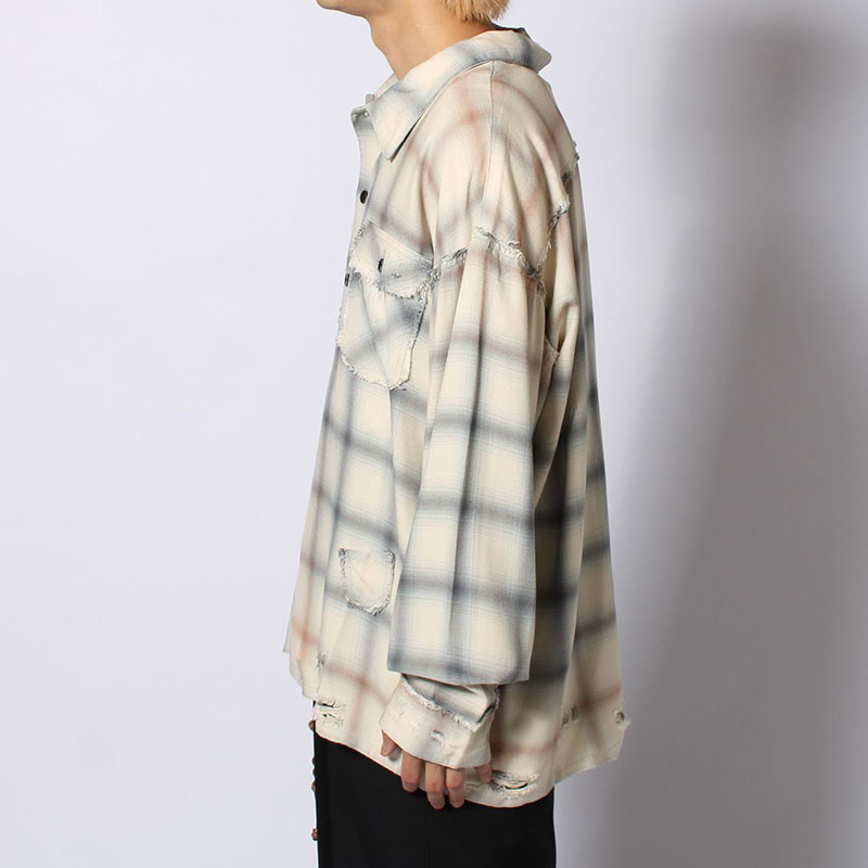 BLEACH CHECK SHIRT -3.COLOR-