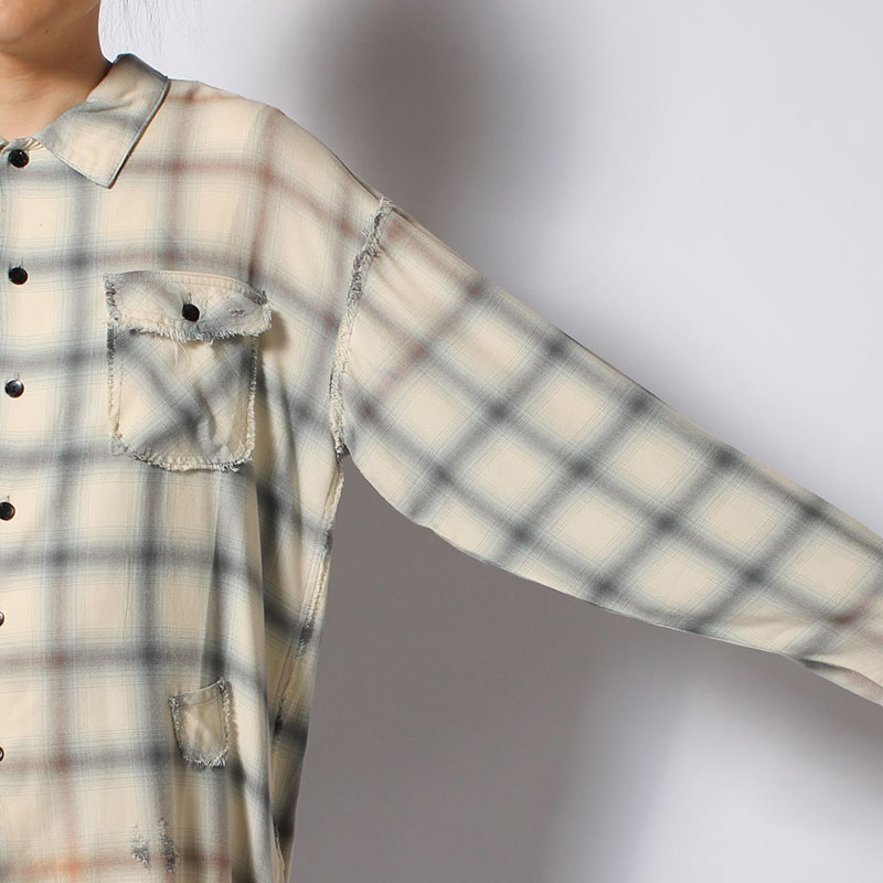 BLEACH CHECK SHIRT -3.COLOR-