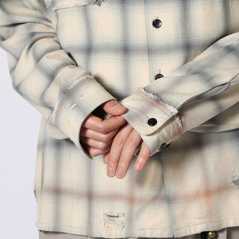 BLEACH CHECK SHIRT -3.COLOR-