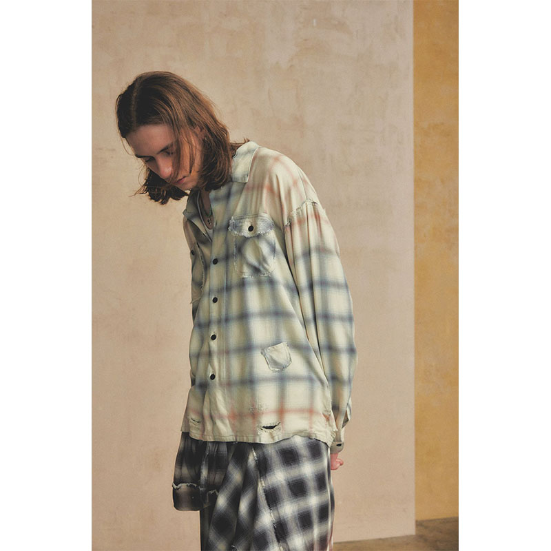 BLEACH CHECK SHIRT -3.COLOR-