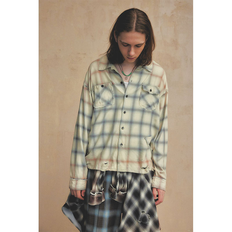 BLEACH CHECK SHIRT -3.COLOR-