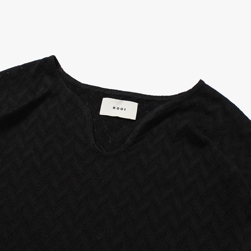 MESH HERRINGBONE KEY NECK L/S TEE -3.COLOR-