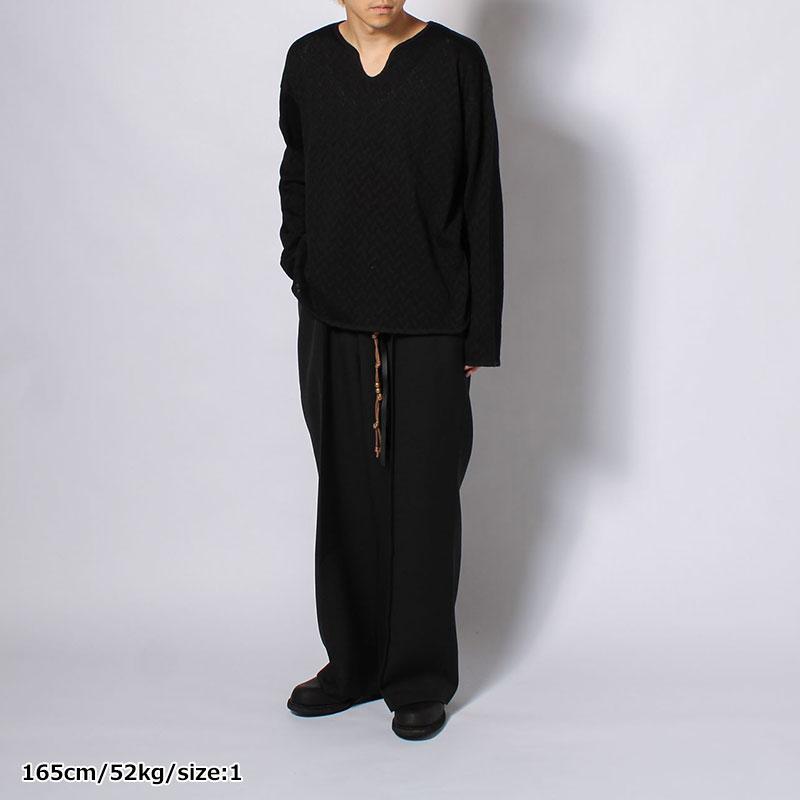 MESH HERRINGBONE KEY NECK L/S TEE -3.COLOR-