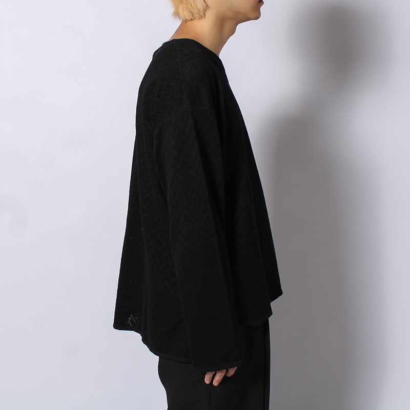 MESH HERRINGBONE KEY NECK L/S TEE -3.COLOR-