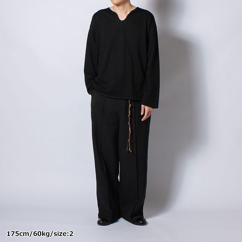MESH HERRINGBONE KEY NECK L/S TEE -3.COLOR-