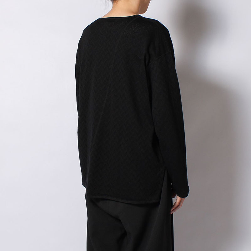 MESH HERRINGBONE KEY NECK L/S TEE -3.COLOR-