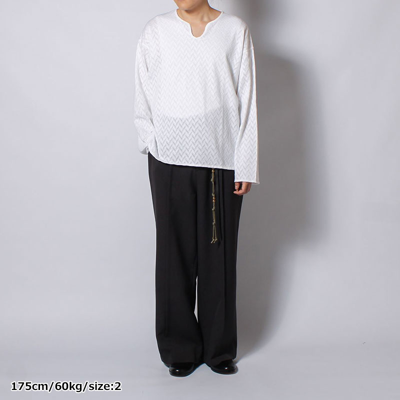 MESH HERRINGBONE KEY NECK L/S TEE -3.COLOR-