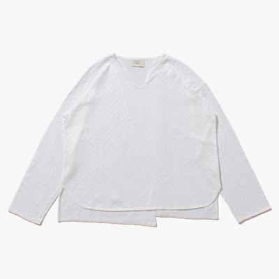 MESH HERRINGBONE KEY NECK L/S TEE -3.COLOR-