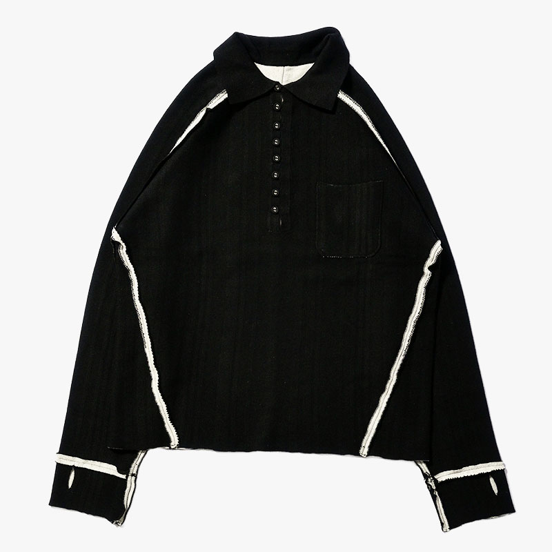 DOUBLE FACE KNIT POLO -3.COLOR-(BLACK)