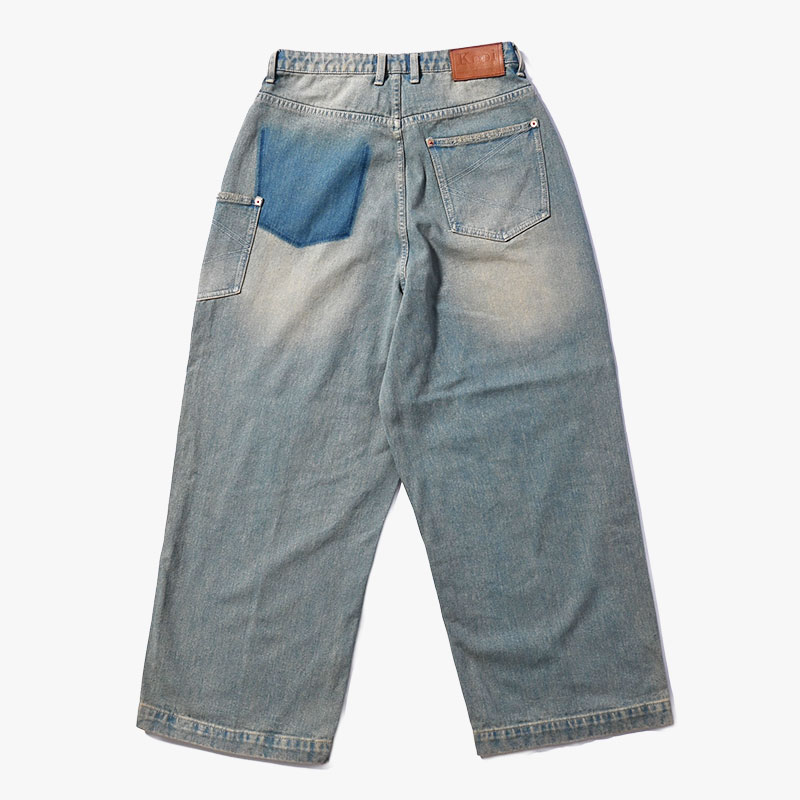 SUPER WIDE FADED DENIM PANTS -2.COLOR-