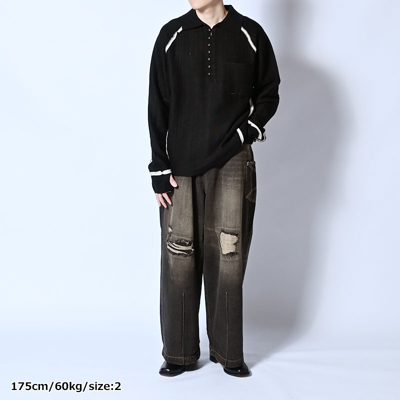 SUPER WIDE FADED DENIM PANTS -2.COLOR-