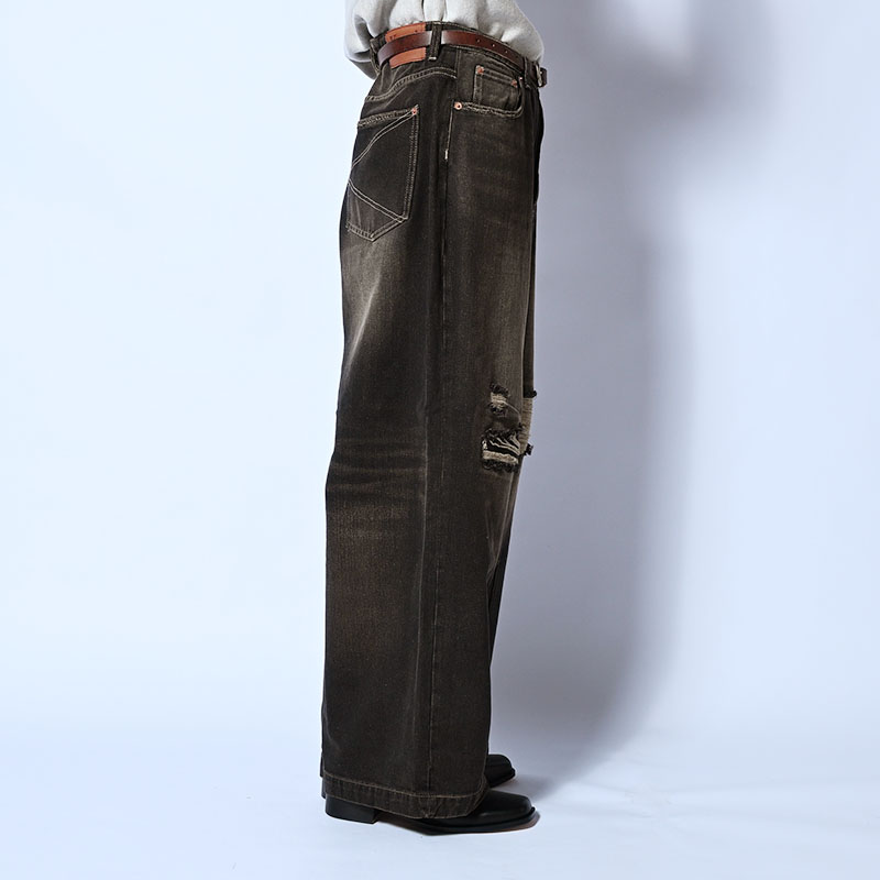 SUPER WIDE FADED DENIM PANTS -2.COLOR-