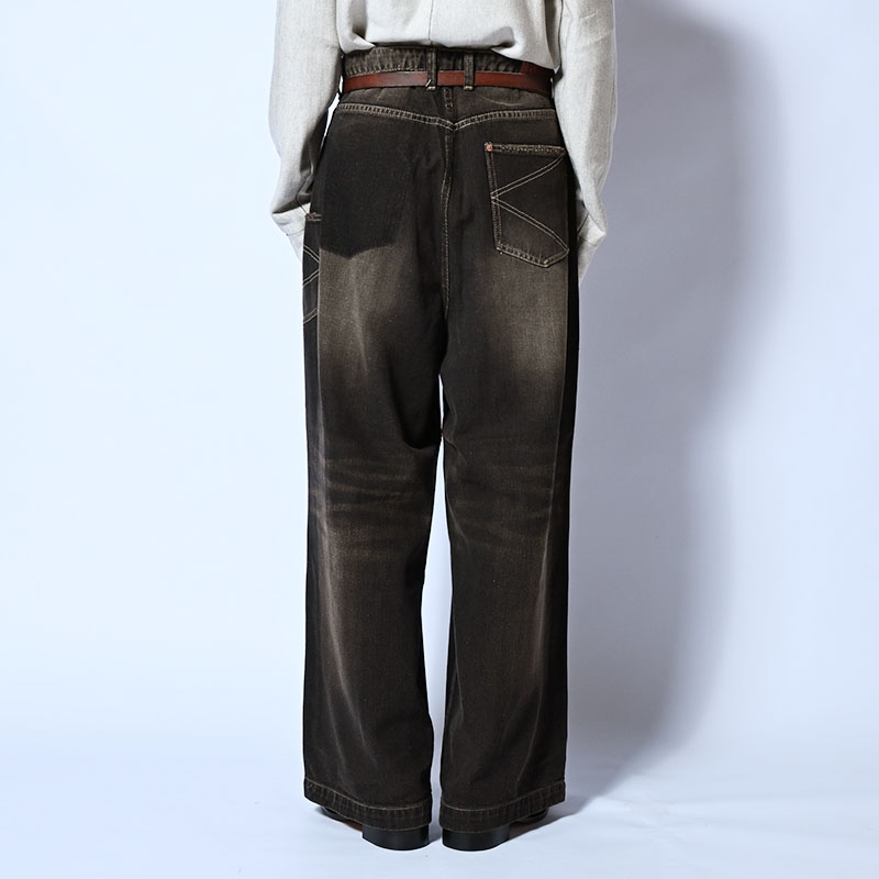 SUPER WIDE FADED DENIM PANTS -2.COLOR-