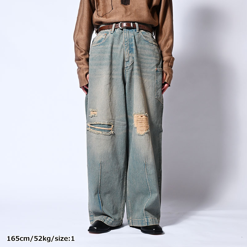 SUPER WIDE FADED DENIM PANTS -2.COLOR-
