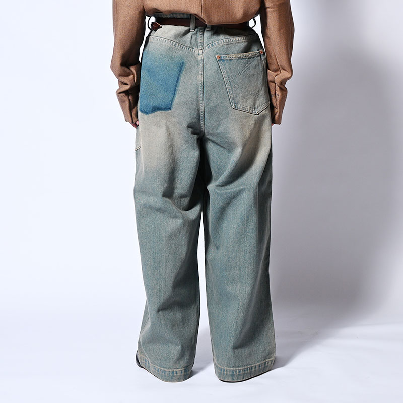 SUPER WIDE FADED DENIM PANTS -2.COLOR-