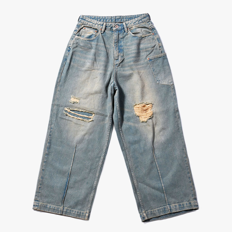 SUPER WIDE FADED DENIM PANTS -2.COLOR-(W.INDIGO)