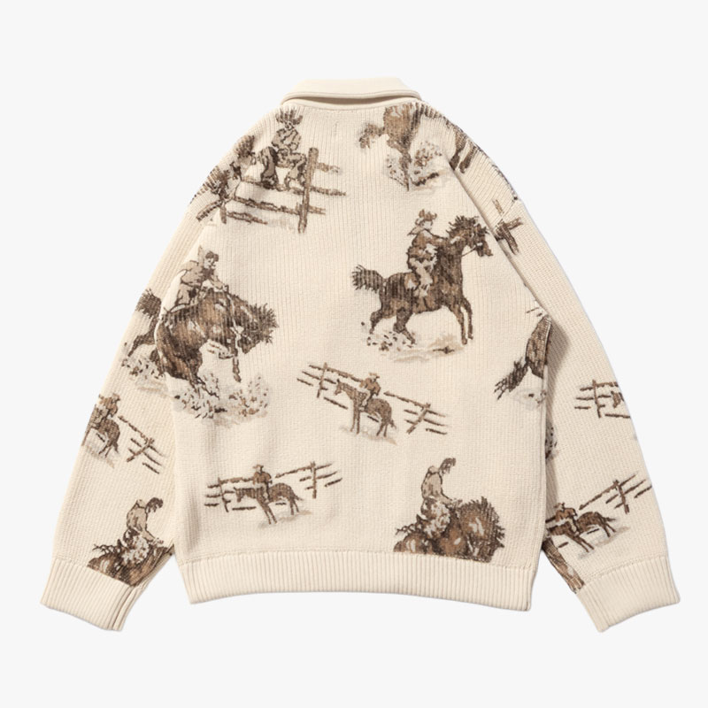 COWBOY PRINT ZIP KNIT -3.COLOR-