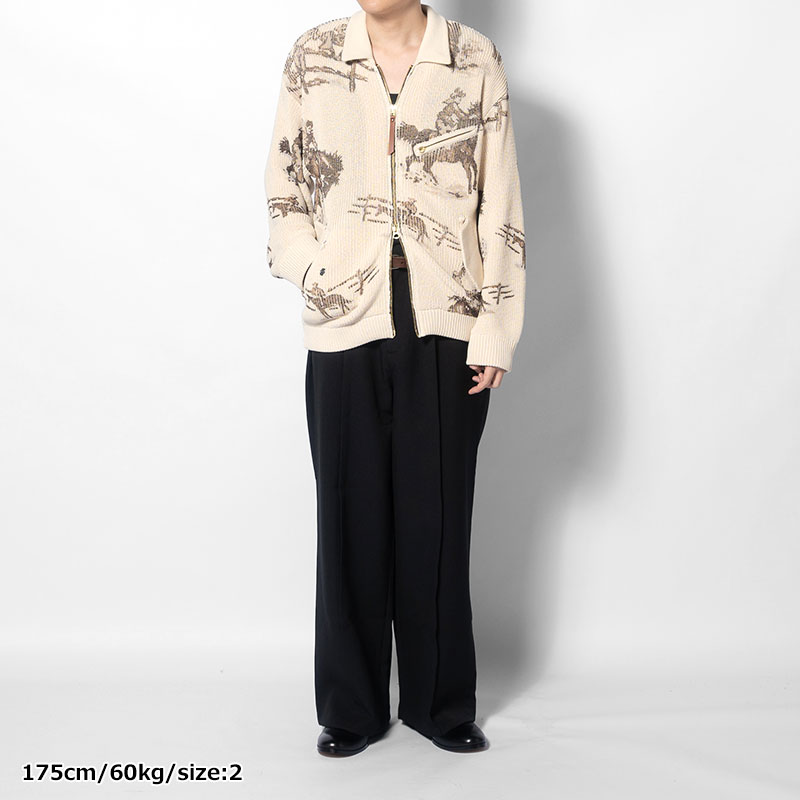 COWBOY PRINT ZIP KNIT -3.COLOR-