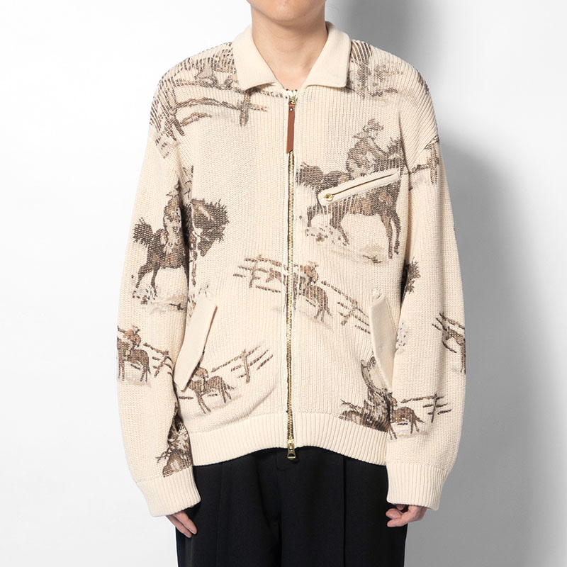COWBOY PRINT ZIP KNIT -3.COLOR-