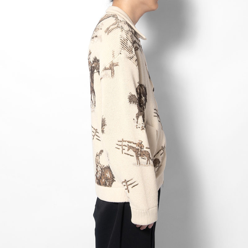 COWBOY PRINT ZIP KNIT -3.COLOR-
