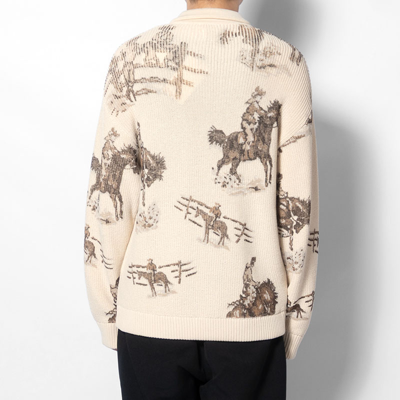 COWBOY PRINT ZIP KNIT -3.COLOR-