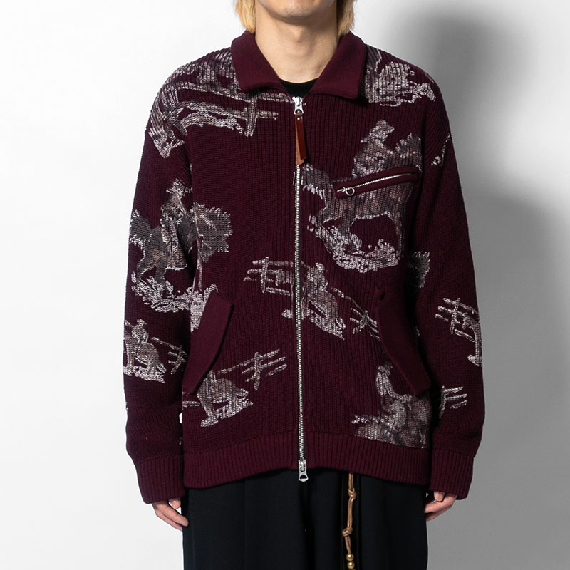 COWBOY PRINT ZIP KNIT -3.COLOR-