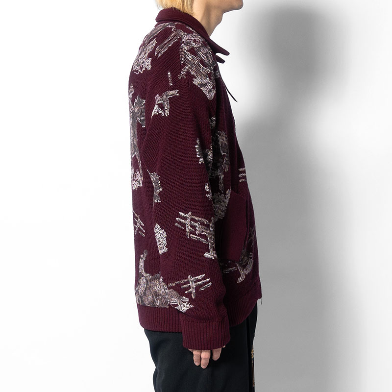 COWBOY PRINT ZIP KNIT -3.COLOR-