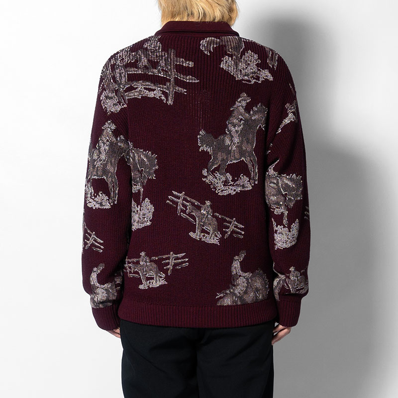 COWBOY PRINT ZIP KNIT -3.COLOR-