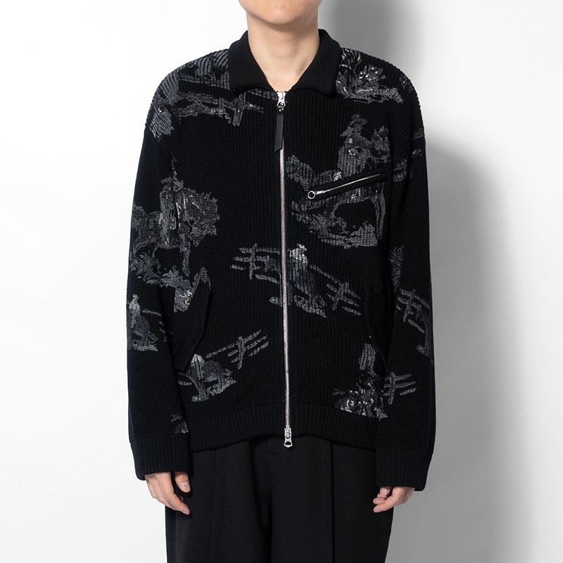 COWBOY PRINT ZIP KNIT -3.COLOR-