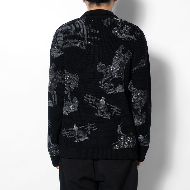 COWBOY PRINT ZIP KNIT -3.COLOR-