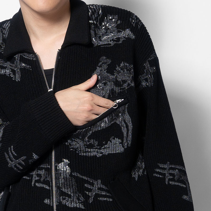 COWBOY PRINT ZIP KNIT -3.COLOR-