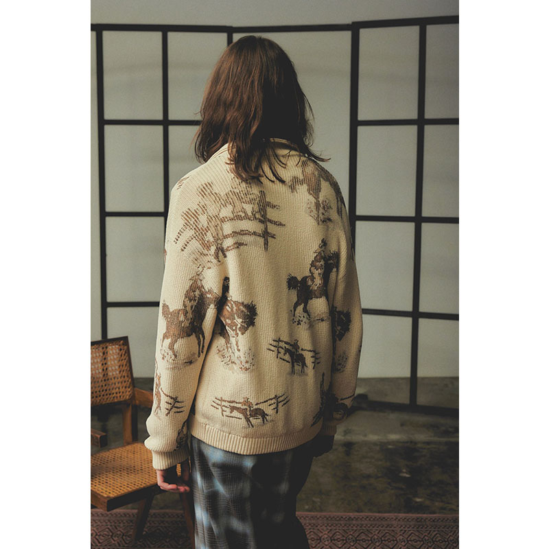COWBOY PRINT ZIP KNIT -3.COLOR-