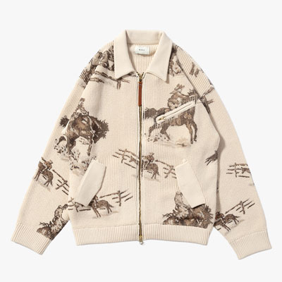 COWBOY PRINT ZIP KNIT -3.COLOR-
