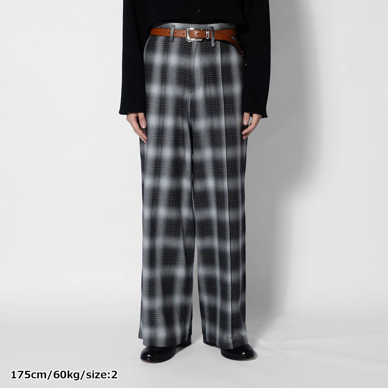 PLEATS CREASE WIDE CHECK PANTS -2.COLOR-