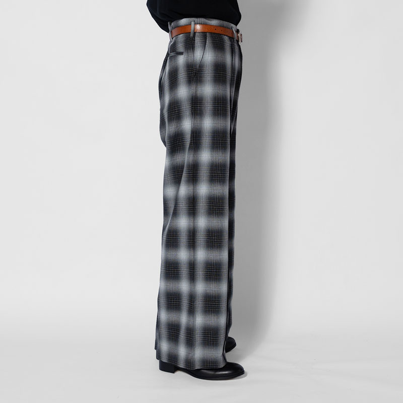 PLEATS CREASE WIDE CHECK PANTS -2.COLOR-