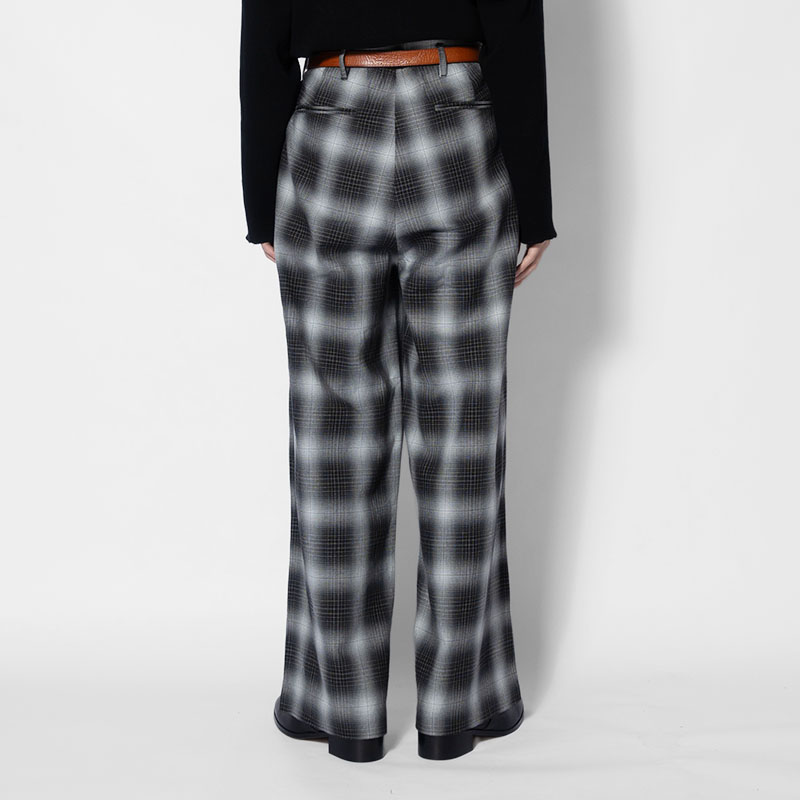 PLEATS CREASE WIDE CHECK PANTS -2.COLOR-