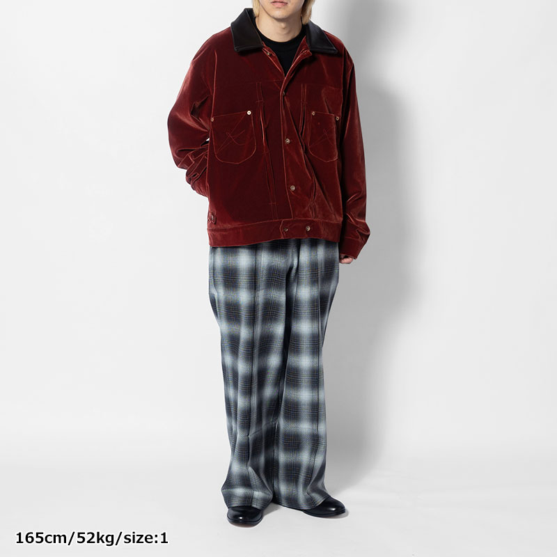 PLEATS CREASE WIDE CHECK PANTS -2.COLOR-