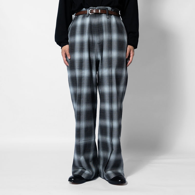PLEATS CREASE WIDE CHECK PANTS -2.COLOR-