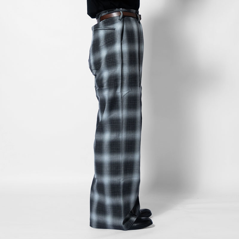 PLEATS CREASE WIDE CHECK PANTS -2.COLOR-